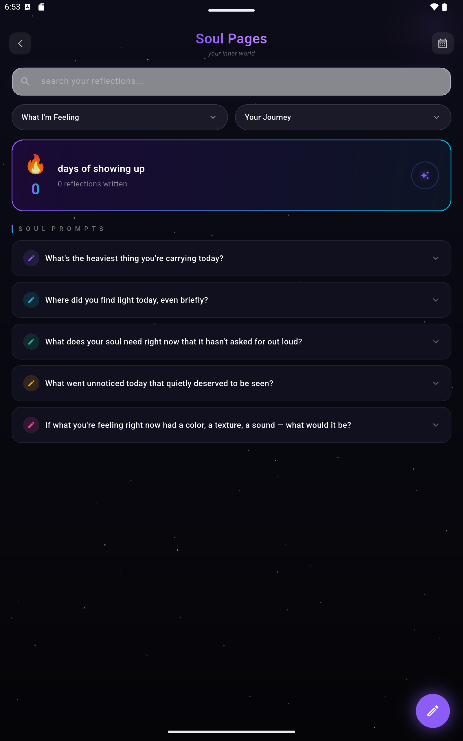 Elyvia Soul Pages private reflection interface